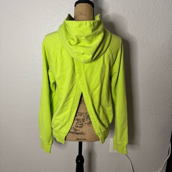 Athleta Moonrise Neon Green Hoodie Sweatshirt Size S Open Back Thick Bright Gym - Picture 11 of 12